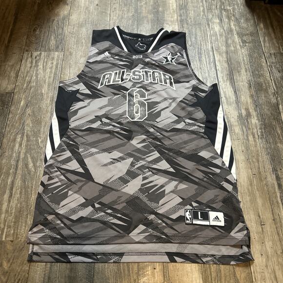 Lebron James Jersey Mens Large Adidas Black All Star 2013 Miami Heat Baskeball